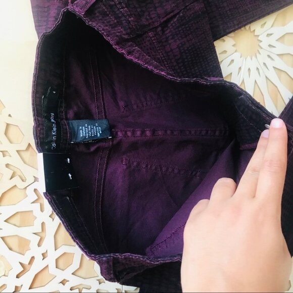 Calvin Klein corduroy animal print Purple and black Skinny Slim Jean pants 4 - Picture 11 of 13